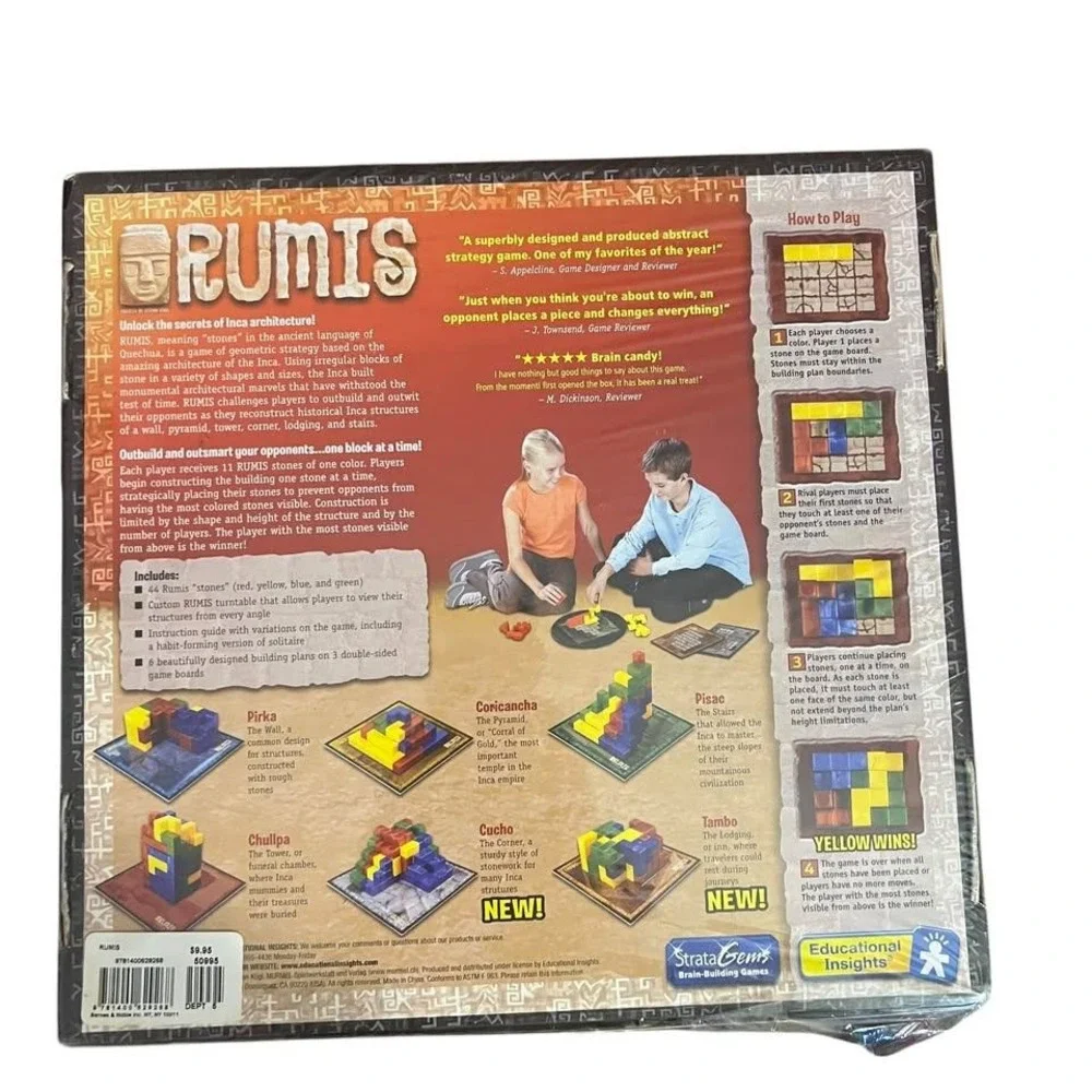 Rumis Educational Insights 2006 Kids Strategy Stones Pyramids Inca SEALED - READ